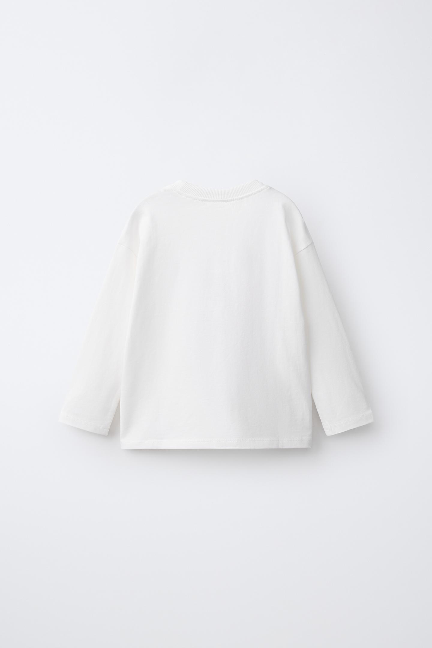 Детская футболка Zara Embroidered Detail, цвет: Устричный белый — фото 2
