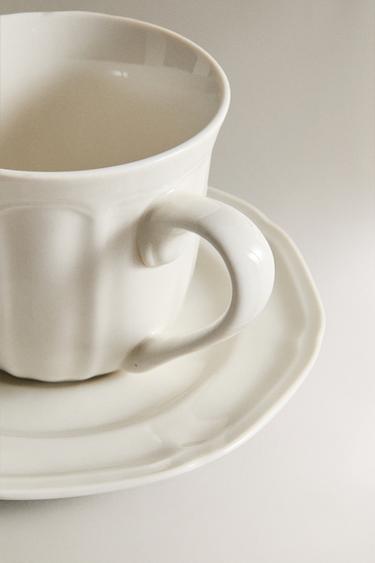 TASSE À THÉ AVEC SOUPCOUP AU PLATO PORCELAINE RELIEF - Blanc de Zara - Image 2