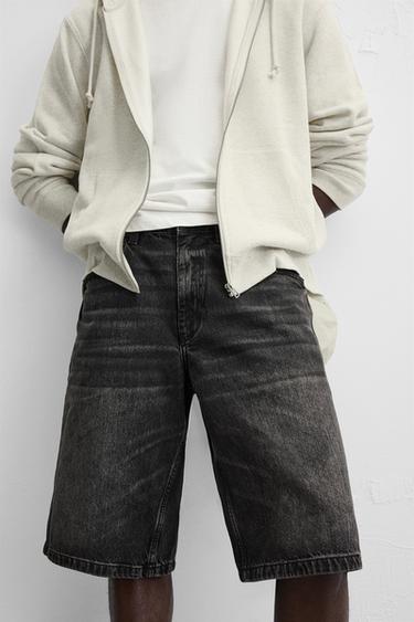 FADED WASH BAGGY FIT DENIM BERMUDA SHORTS - Black by Zara - Image 0
