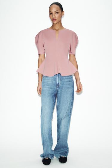 HAUT PÉPLUM DOUX - Rose de Zara