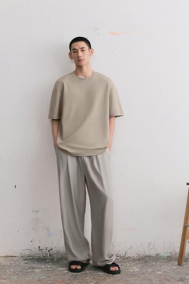 Zara 褶襇飄逸長褲 - 淺貂色