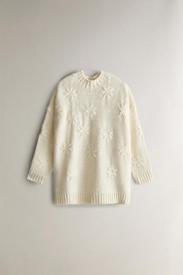 플로랄 니트 스웨터 - Zara의 크림 - 이미지 0