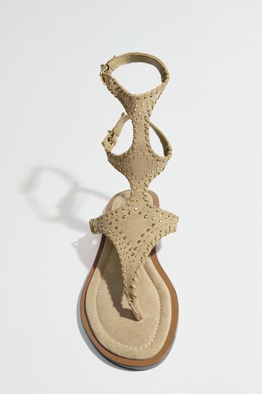 DOUBLE SUEDE ANKLE STRAP SANDALS - Sand Brown by Zara