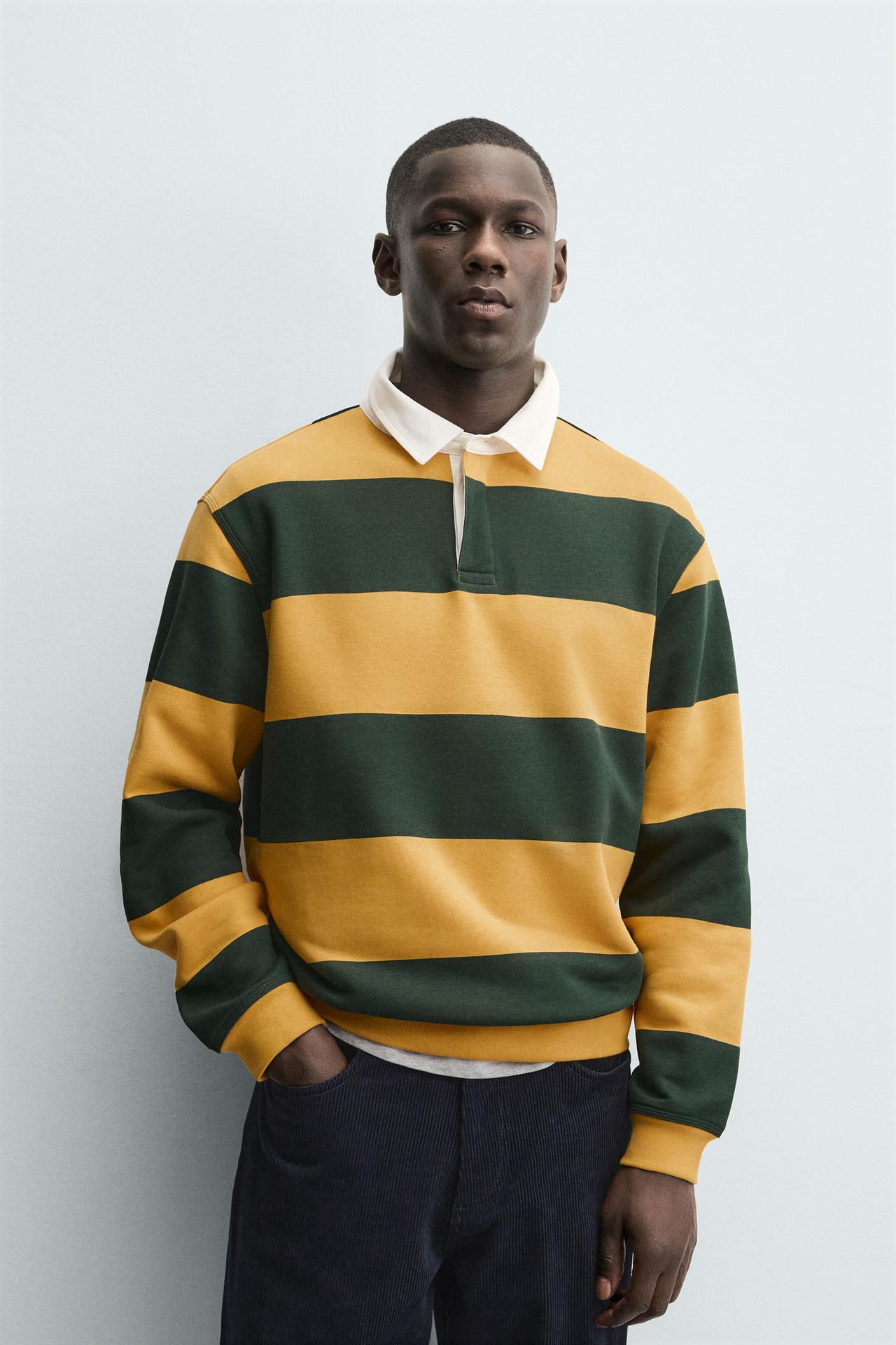 CONTRAST COLLAR POLO SWEATSHIRT