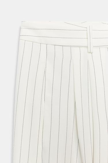 PANTALON LARGE À RAYURES ZW COLLECTION - Jaune pastel de Zara - Image 6