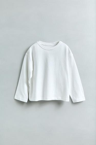 Zara 標籤設計素色 T 恤 - 白色