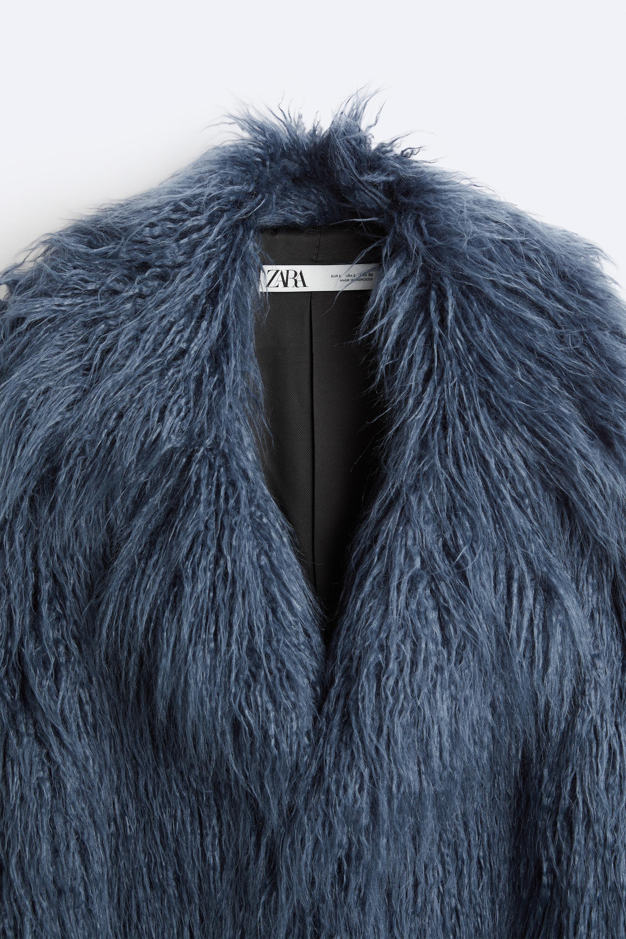 Zara faux fur black 2024 jacket