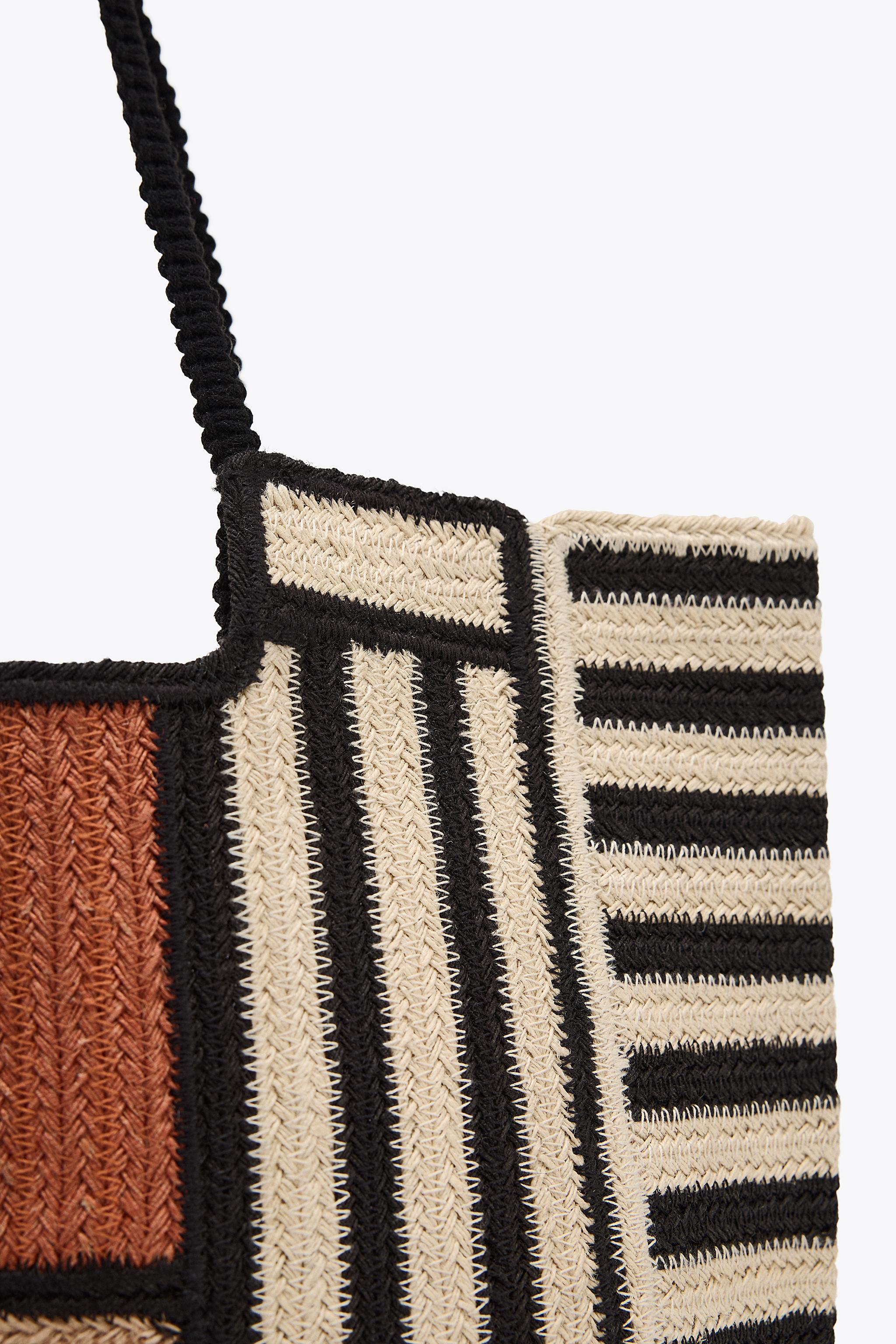 ☆ドイツ発*ZARA*新作*STRIPED ジュートバッグ☆ ジュートストライプバッグ - ゴールデンブラウン | ZARA Japan