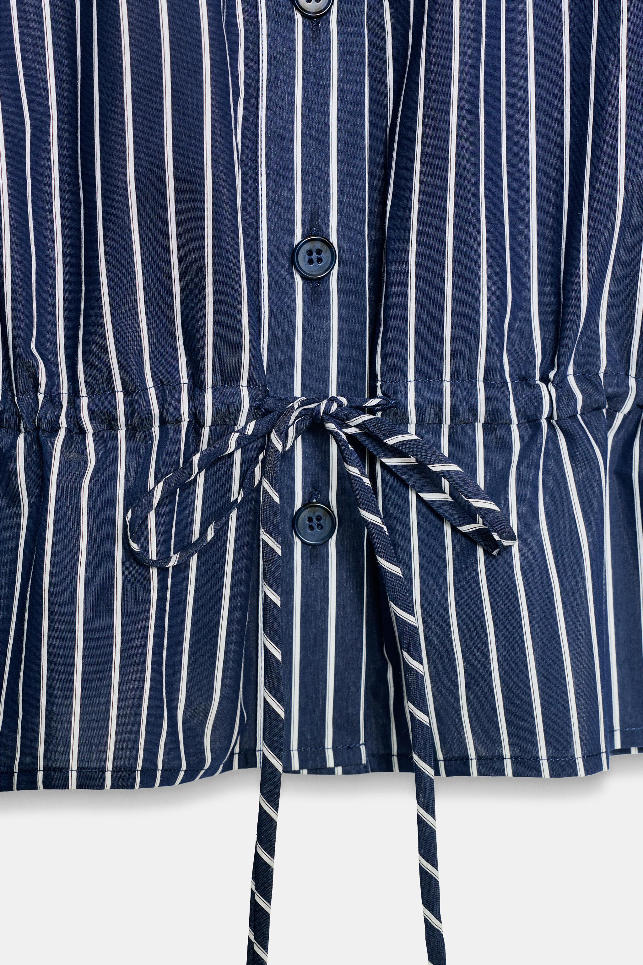 Zara STRIPED HIGH NECK SHIRT — фото 11