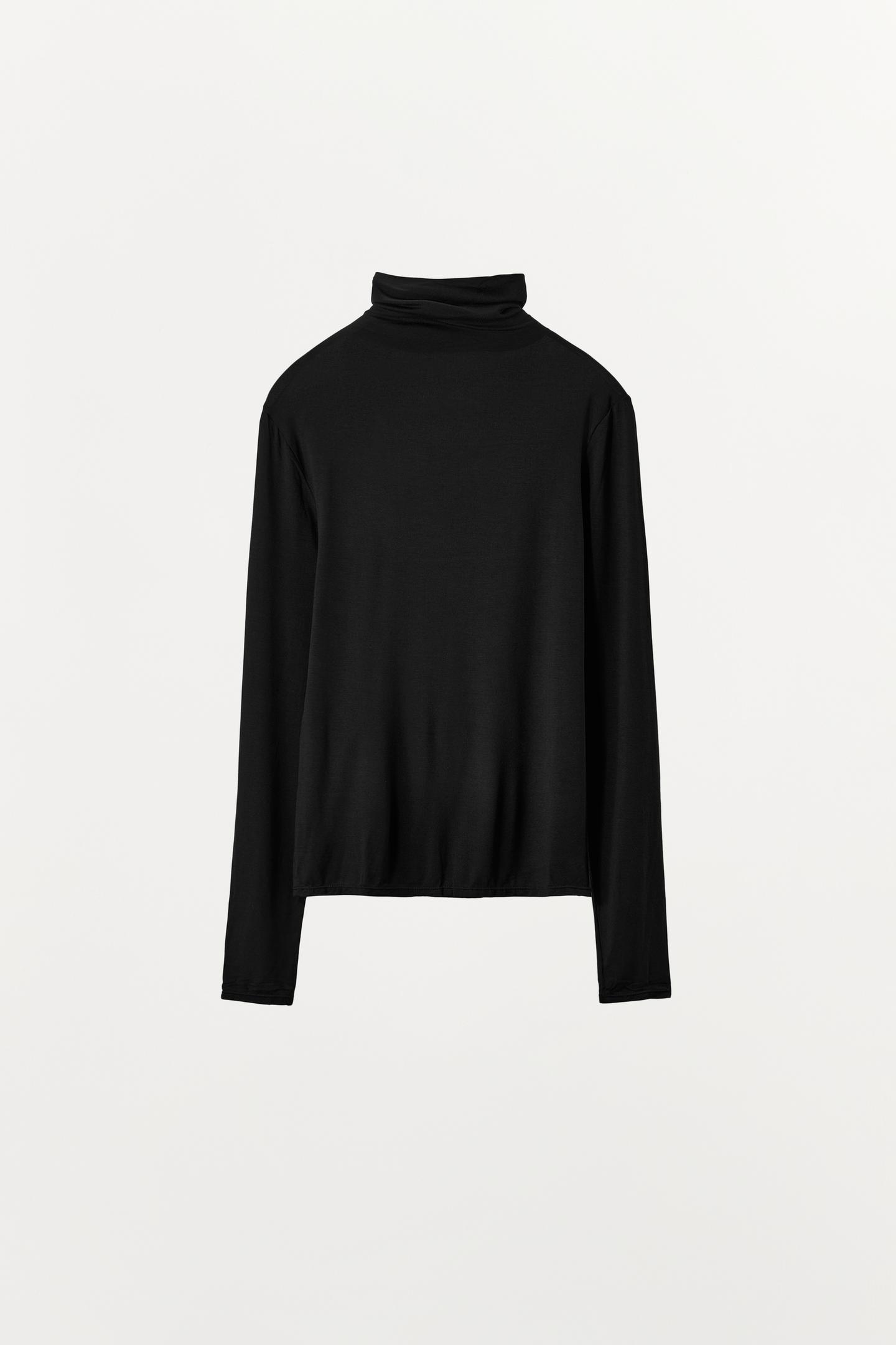 Женская футболка Zara Solid Viscose Blend, цвет: Чёрный — фото 4