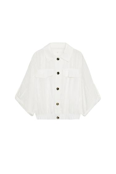 サファリロールアップスリーブブラウスホワイトZaraのサファリロールアップスリーブブラウス - ホワイト 