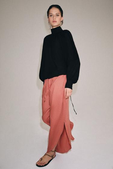 100% LINEN TROUSERS WITH VENTS ZW COLLECTION - Coral by Zara