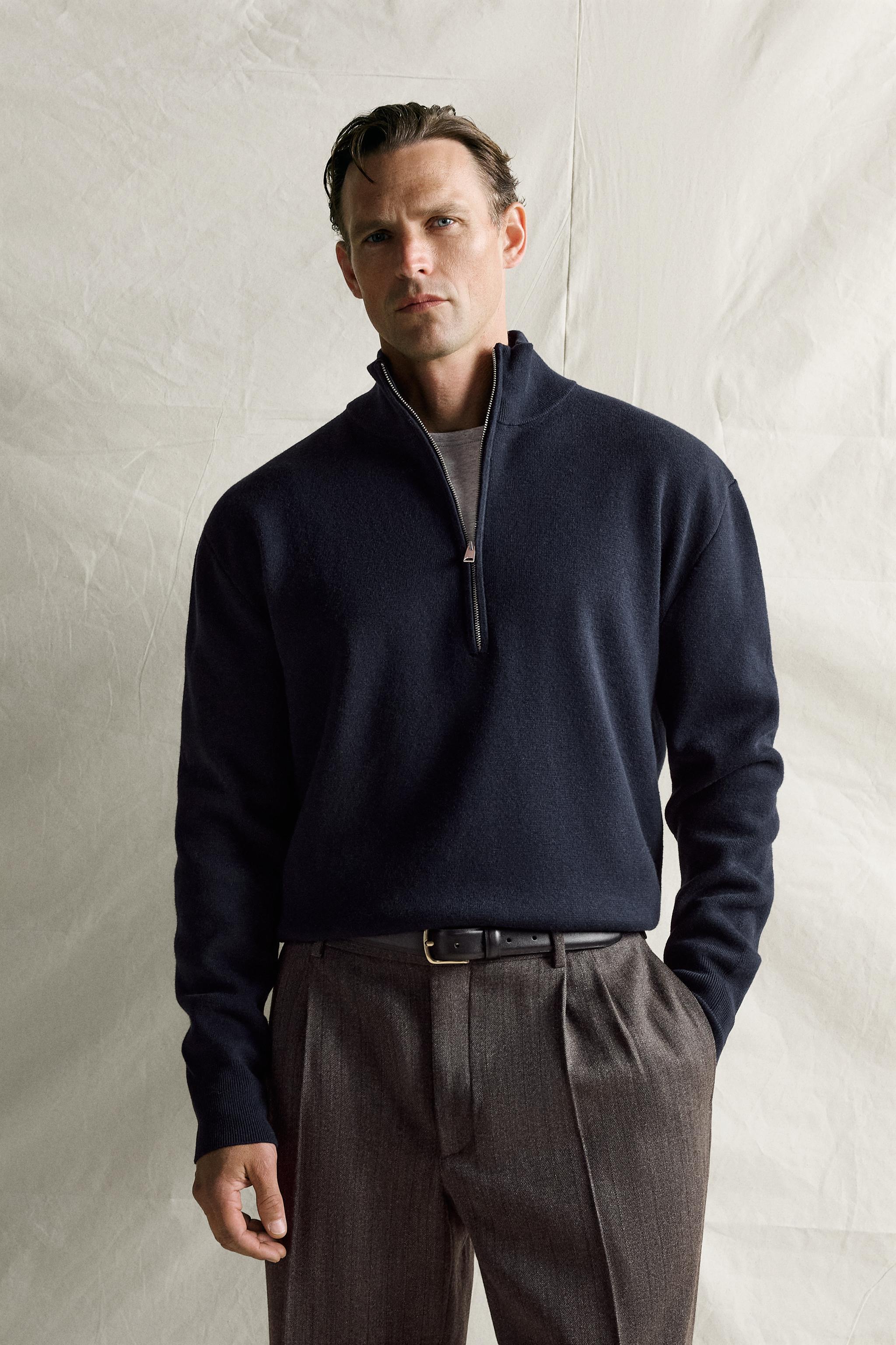 PULL COL ZIPPÉ COTON - LAINE