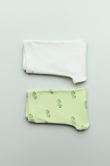 Zara TWO-PACK OF RIBBED LEGGINGS WITH CARAVAN PRINT - Lime green