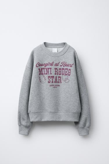 SUDADERA TEXTO COWGIRL - Gris vigoré de Zara - Imagen 0