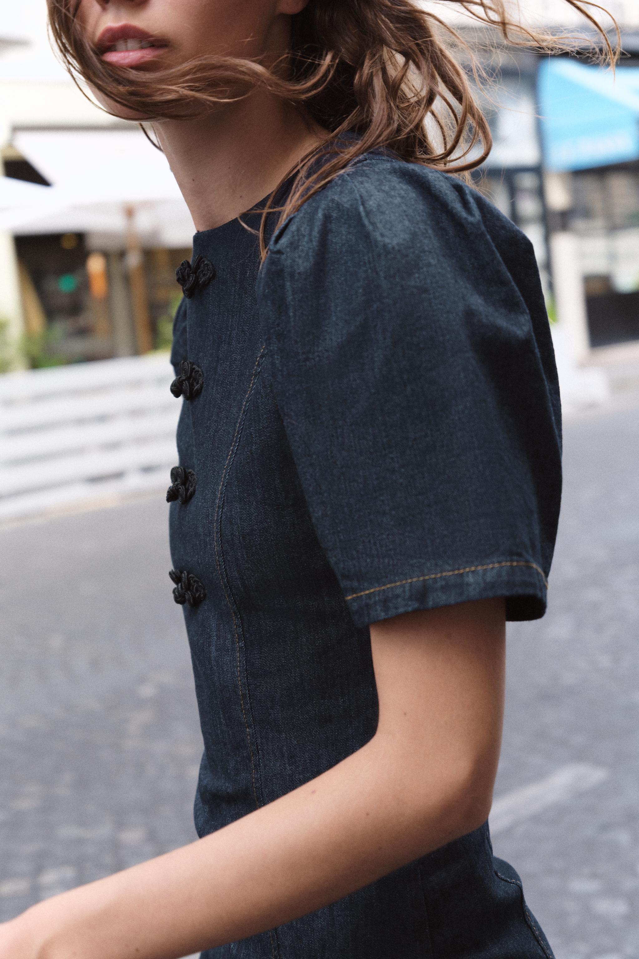 Zara Z1975 SÜSLÜ DÜĞMELİ MİNİ DENIM ELBİSE görsel 5