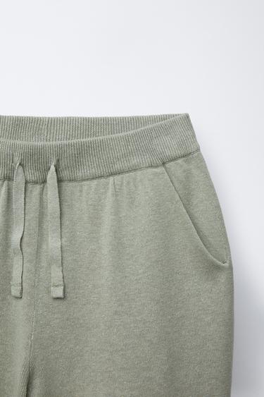 BERMUDA EN MAILLE AVEC LIN ET COTON - Kaki clair de Zara - Image 2