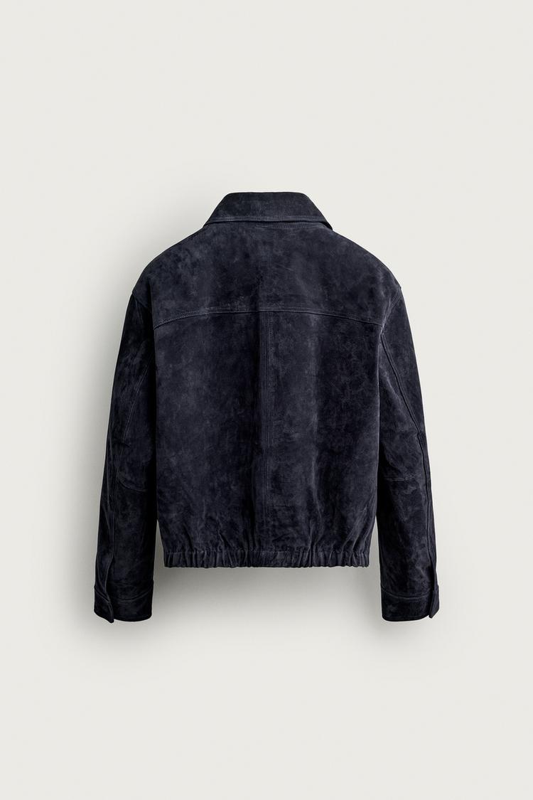 Chaqueta de piel de ante de corte regular 8