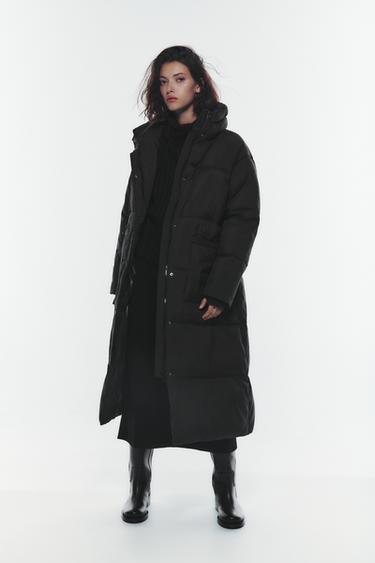 Zara LONGLINE QUILTED COAT - Black - Image 0
