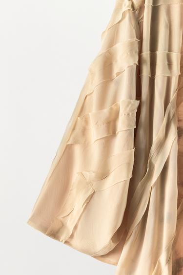 KIMONO EN ORGANZA À TISSU EN RELIEF - rose poudré de Zara - Image 3