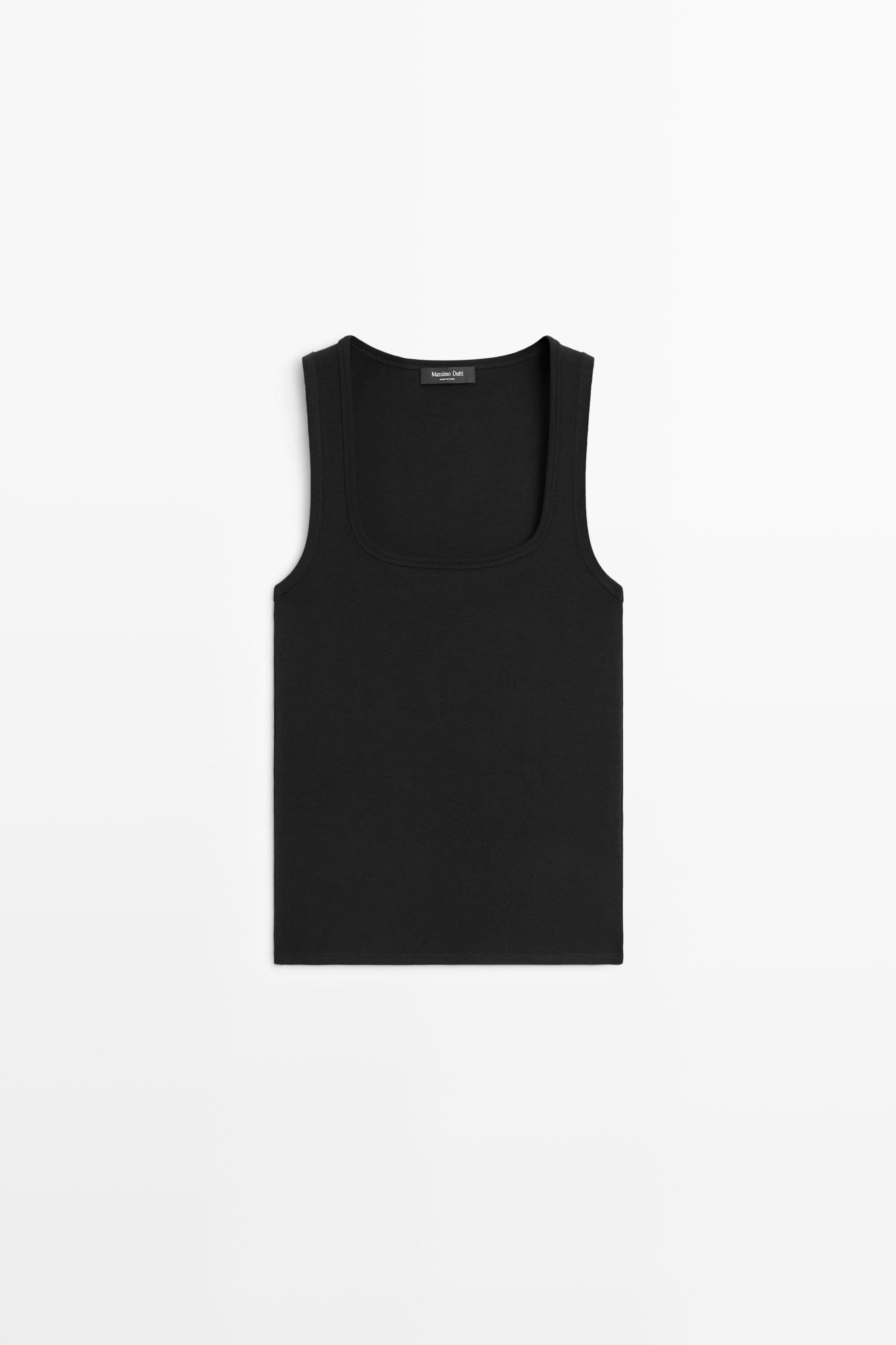 Cotton blend square neck top