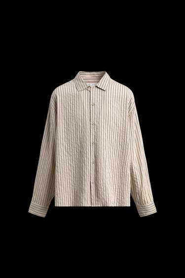 CAMISA FLUIDA RAYAS EFECTO ARRUGADO - Crudo de Zara - Imagen 0