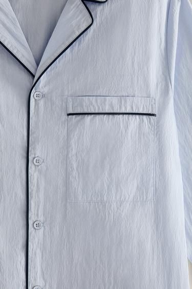 BLACK SHIRT WITH PIPING - Light blue by Zara - Image 2