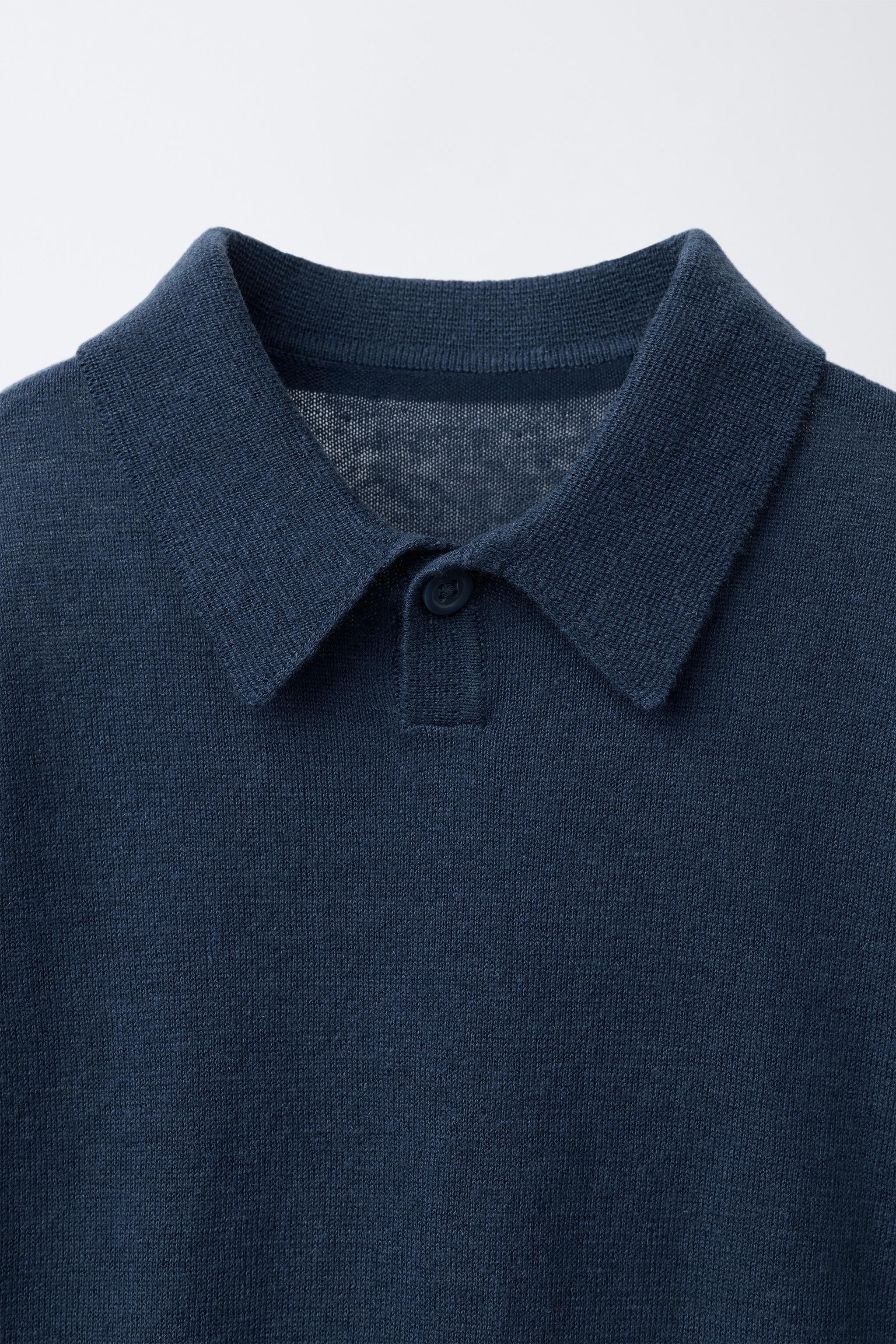 POLO EN MAILLE DE COTON ET LIN