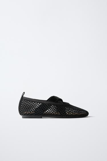 حذاء باليه شبكي - أسود by Zara