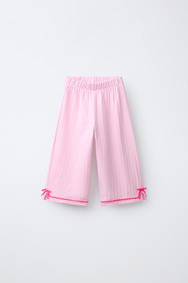 БРЮКИ-КЮЛОТЫ ИЗ РЕЛЬЕФНОЙ ТКАНИ С КОНТРАСТНЫМИ ВОЛНАМИ — Розовый/Лиловый от Zara