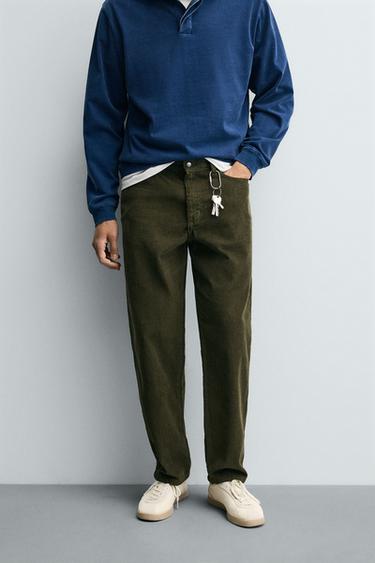 REGULAR FIT CORDUROY TROUSERS - Khaki by Zara