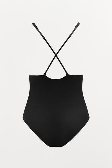 BODY AVEC POLYAMIDE BRETELLES CROISÉES - Noir de Zara - Image 6