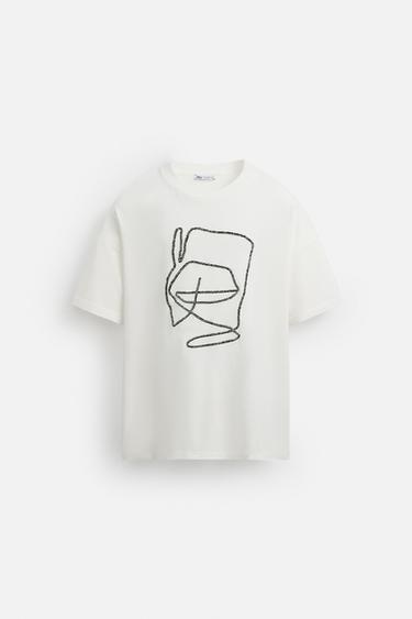 CAMISA BORDADO CONTRASTE - Blanco de Zara