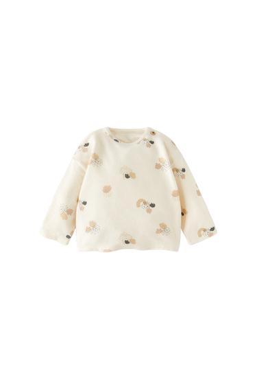 PRINTED SLUB KNIT PLUSH T-SHIRT