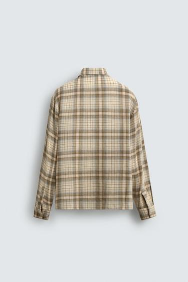CHEMISE RELAXED FIT À CARREAUX - Sable de Zara - Image 7