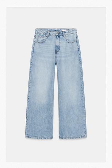 Zara ZW COLLECTION HIGH-RISE WIDE LEG JEANS - Light blue