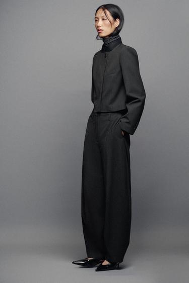بليزر قصير بياقة متقاربة زارا - بني الخاص بـ Zara