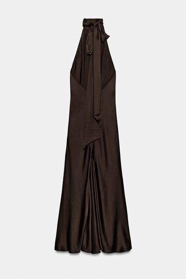 ROBE HALTER SATINÉE ZW COLLECTION - Marron de Zara - Image 8