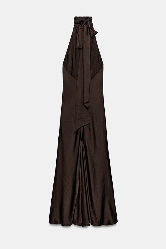 brown silk halter neck dress LILYSILK Silk Dress - for Women - Bronze Natural Silk