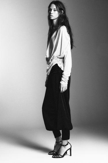 PANTALON BAGGY EN VELOURS BRILLANT - Noir de Zara - Image 3