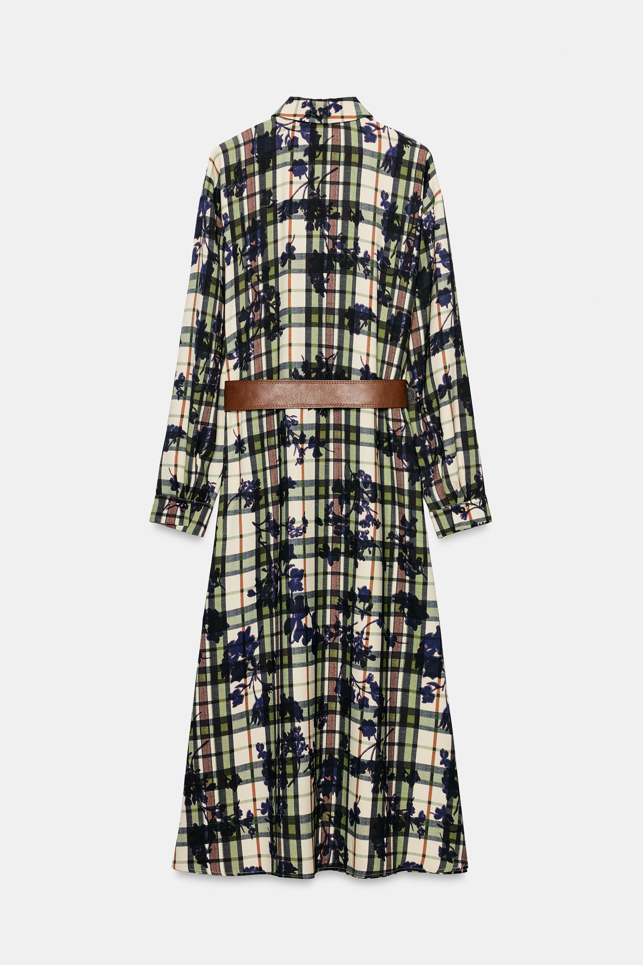 Zara Desenli Midi Gömlek Elbise görsel 8