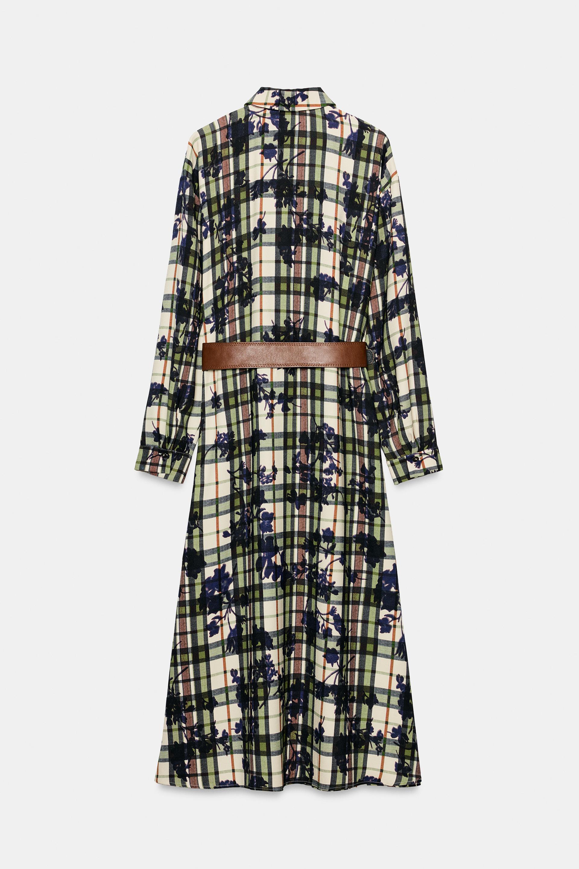 PRINTED MIDI SHIRT DRESS WITH BELT thumbnail 8