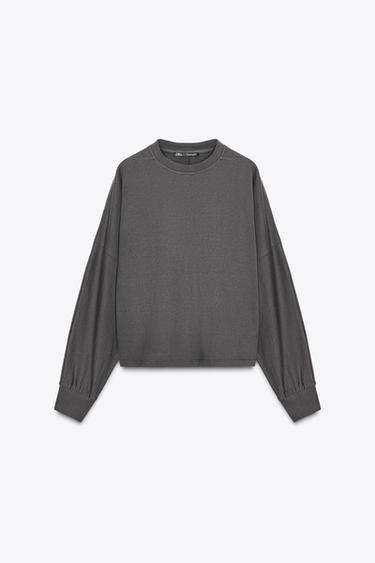 SUDADERA MANGA LARGA - Plomo de Zara
