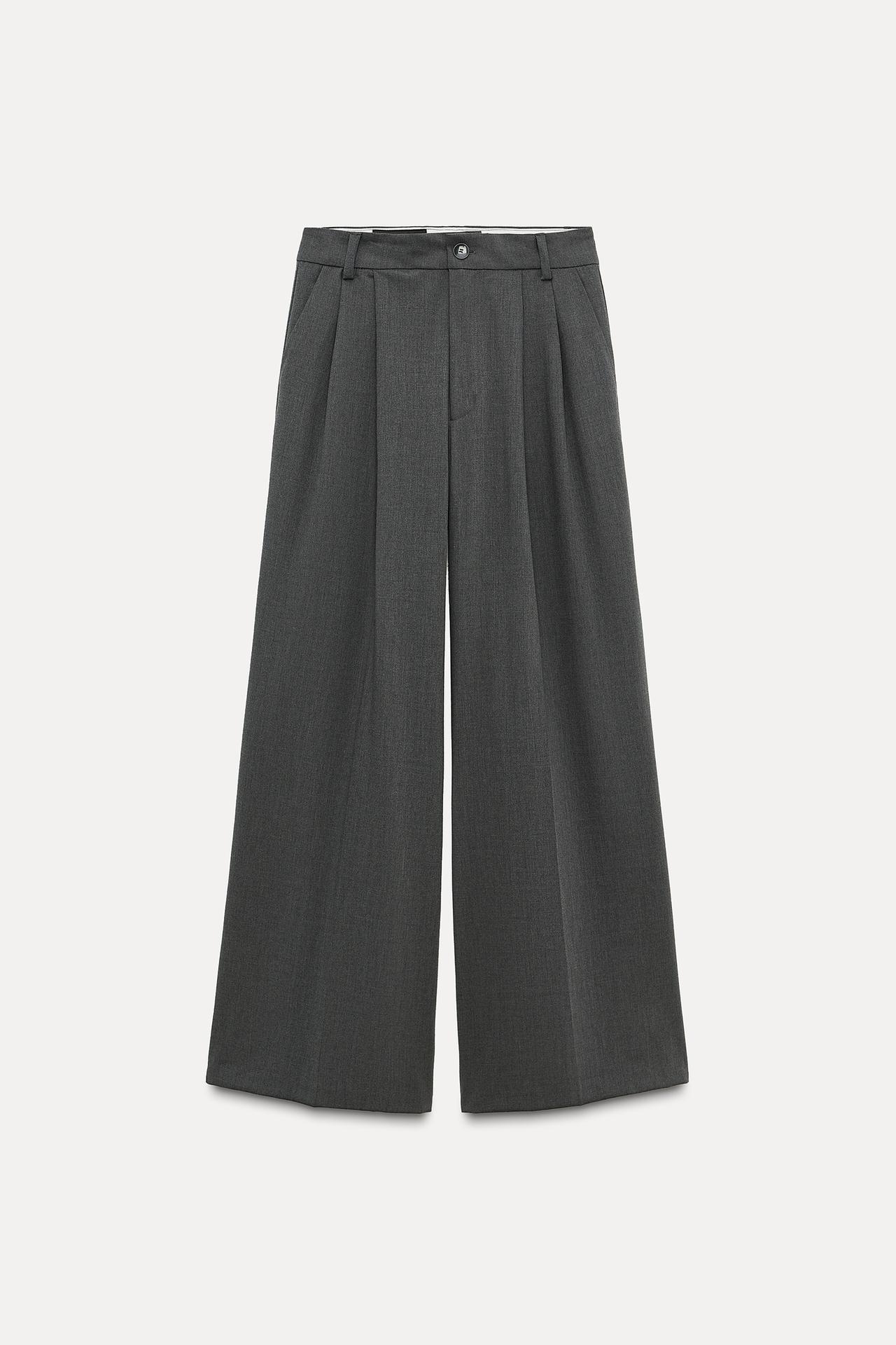 PANTALÓN DOBLE PLIEGUE - Gris oscuro de Zara - Imagen 4