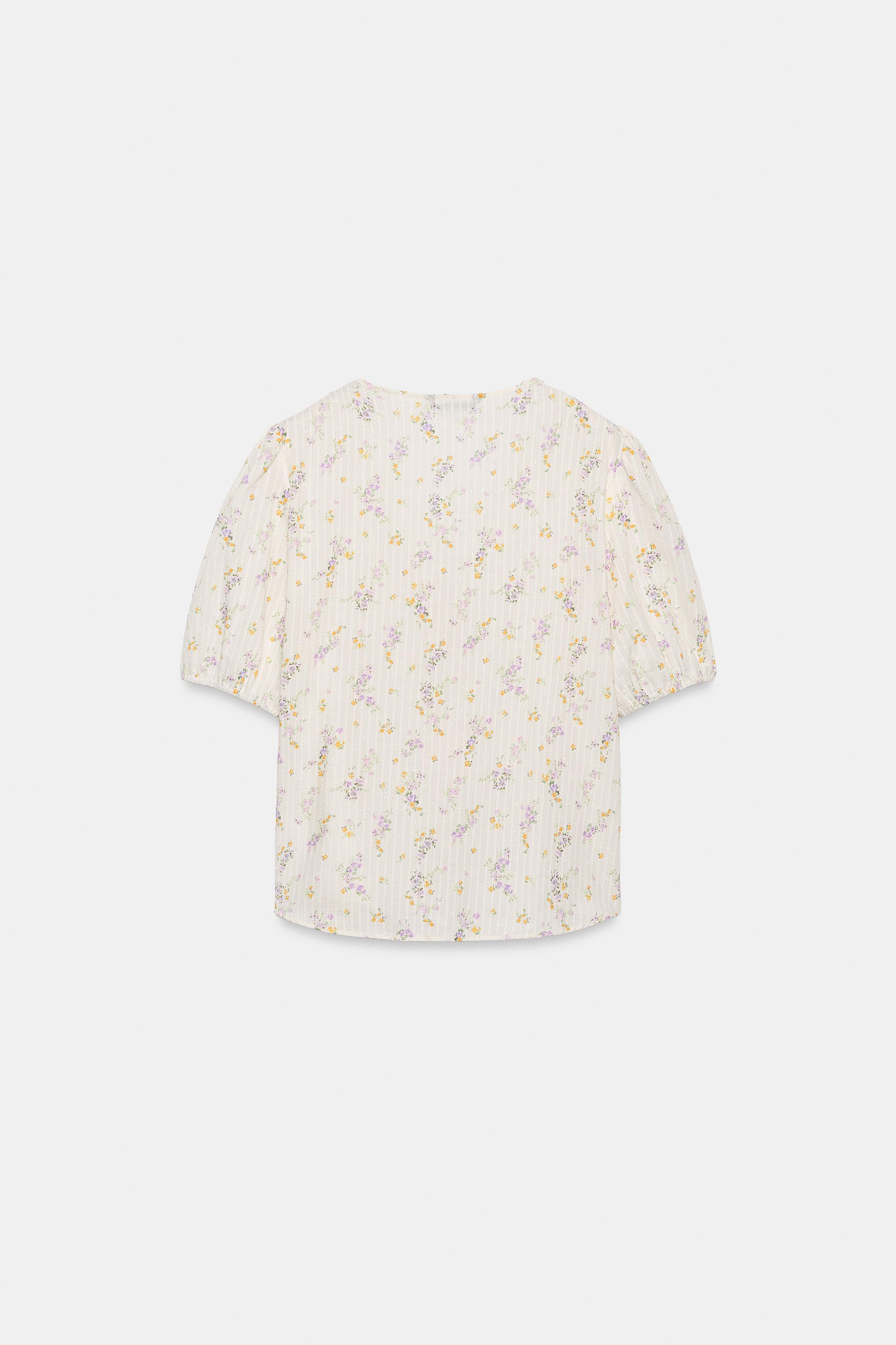 Женские блузки Zara FLORAL PRINT PINTUCK BLOUSE — фото 8