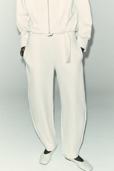 PANTALÓN BARREL CINTURÓN - Crudo de Zara