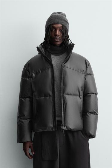 BLOUSON REMBOURRÉ MATIÈRE SYNTHÉTIQUE - Noir de Zara