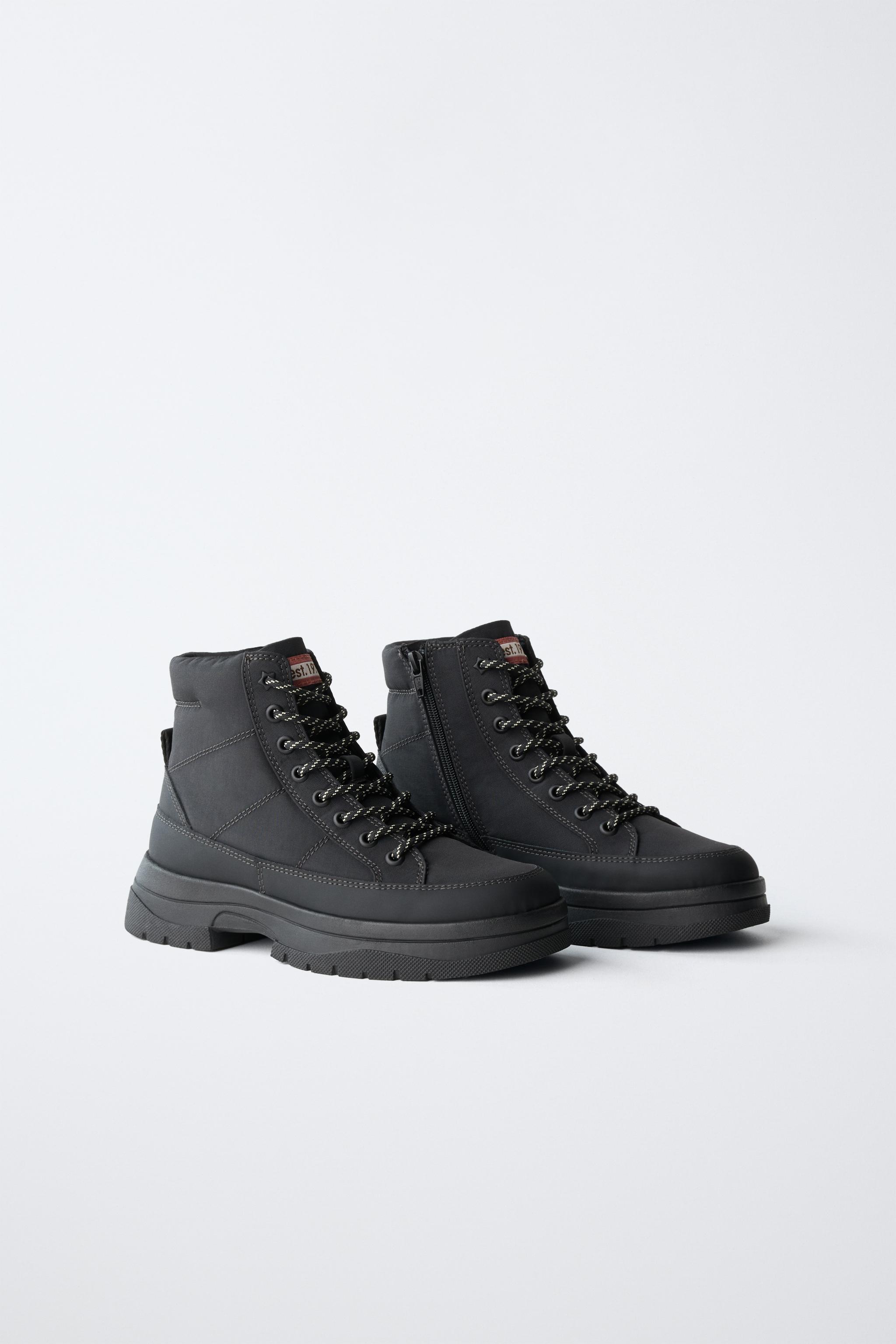 QUILTED ATHLETIC BOOTIES — Black