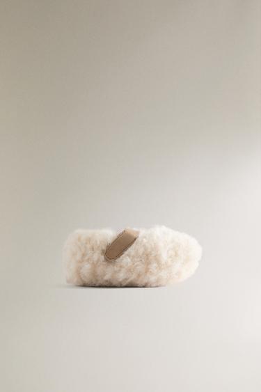 FAUX SHEARLING BALLERINA BOOTIES - Ecru White by Zara