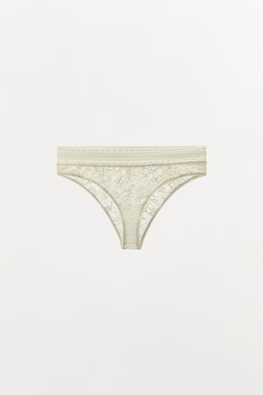 BRAGUITA BOXER ENCAJE - Blanco roto de Zara